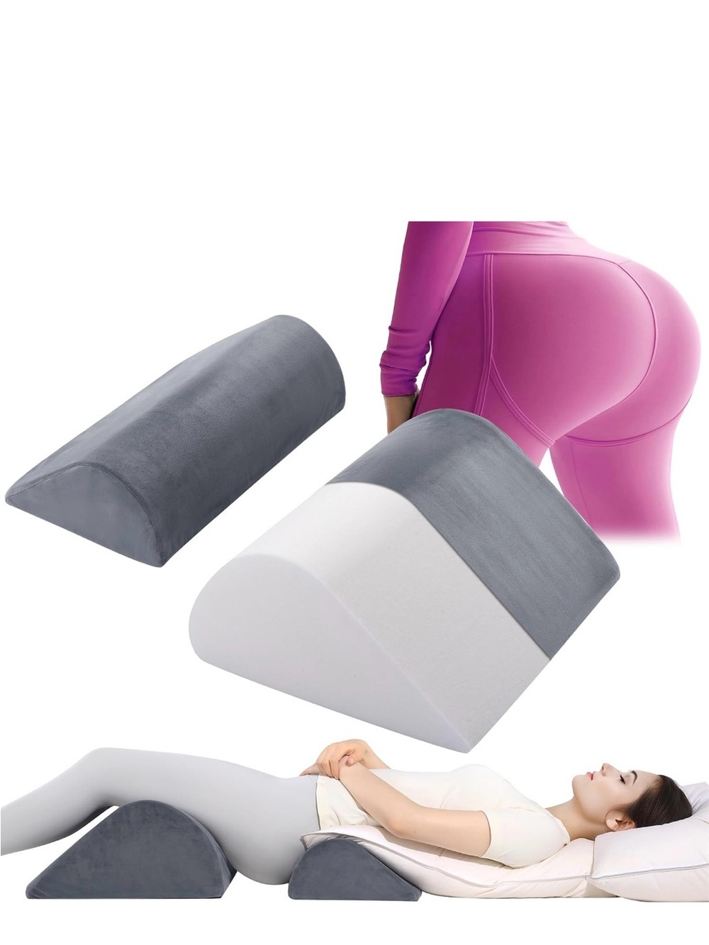 BBL Half Moon Support Pillow - Gray-2 pieces.